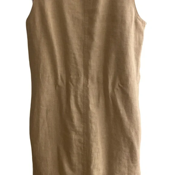 Tommy Bahama Beige Ruffled V-Neck Dress - XS tan linen with pockets - Picture 4 of 5